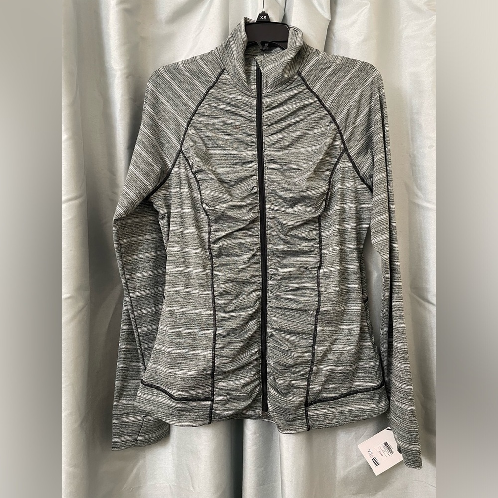 NWT Victoria Secret Grey Heather Zip Up Athletic Jacket With Pockets Size Large